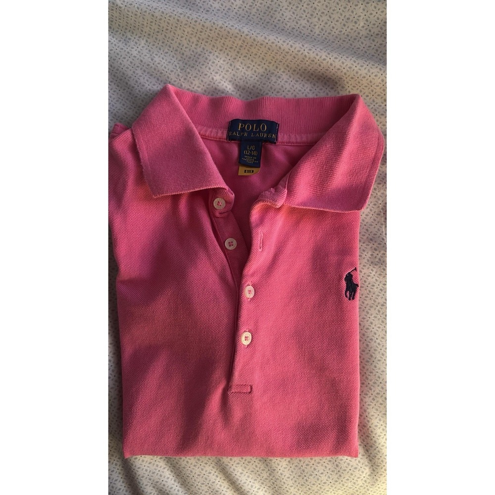 Polo Ralph Lauren Girls Pink Pony Short Sleeve Polo Shirt L 12-14